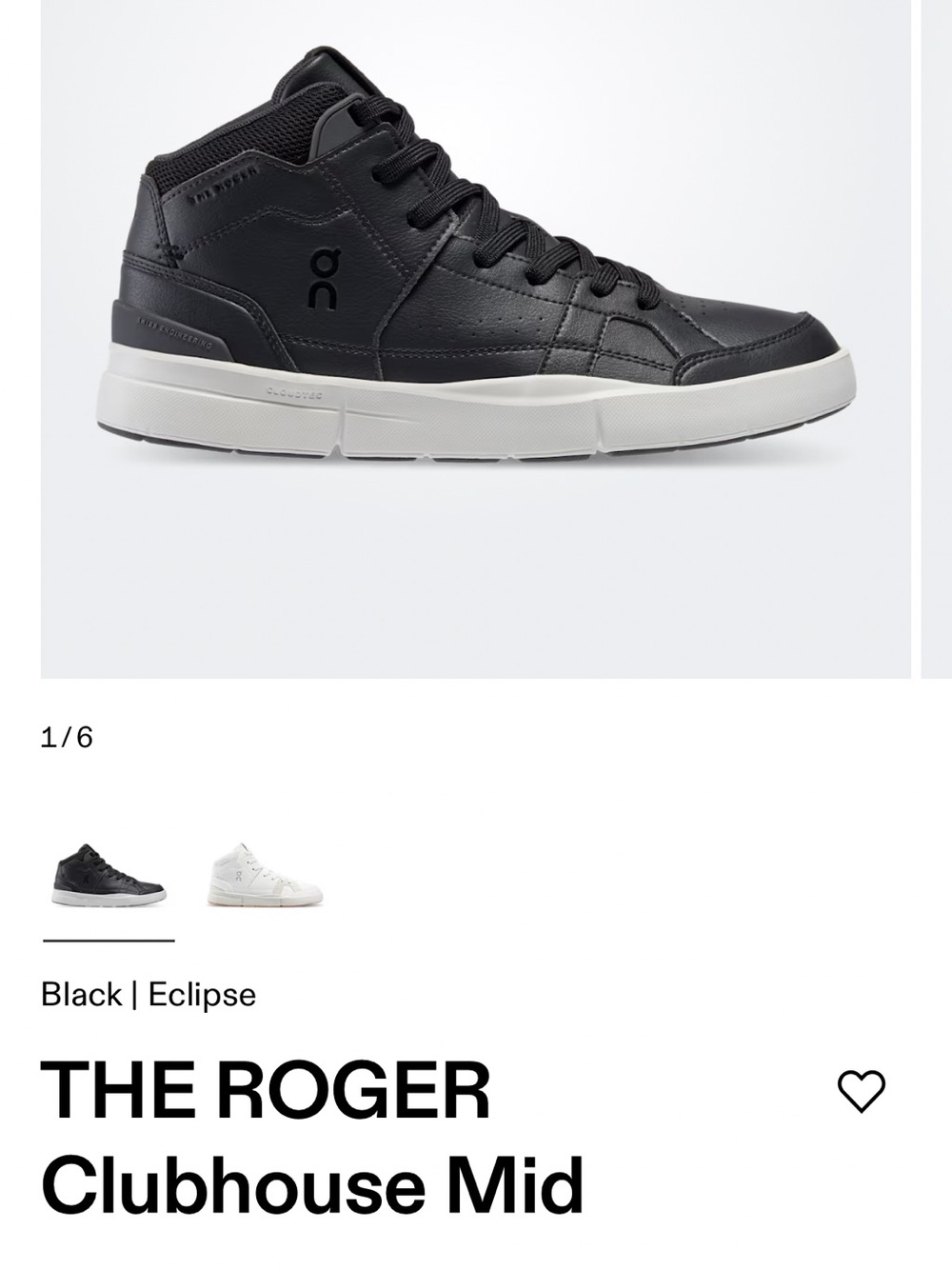 On Running The Roger Clubhouse Mid Womens 10 Black/Eclipse Leather VGUC NO Box